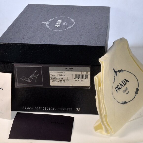 Prada Brown Suede Bow Heel Shoes Size 36 W/ Box - Picture 10 of 10